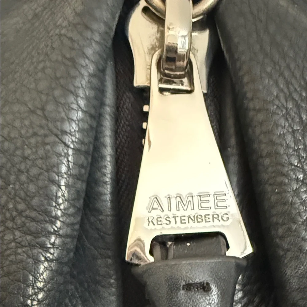 Aimee Kestenberg Black Pebbled Leather Backpack with Silver Hardware
